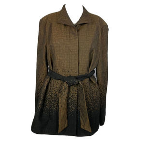 Kelly by Kelly Clinton Blazer Jacket Womens‎ Sz S Brown Black Speckled Belted